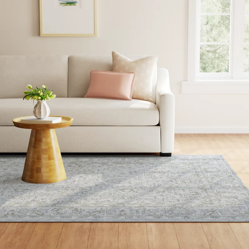 Cait Oriental Handmade Tufted Wool/Silk Denim/Taupe/Ivory Area Rug