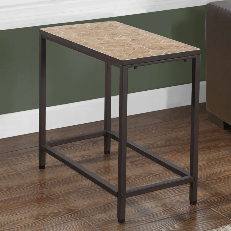 Ebern Designs Chyan Accent Table, Side, End, Nightstand, Lamp, Living Room, Bedroom, Metal, Tile