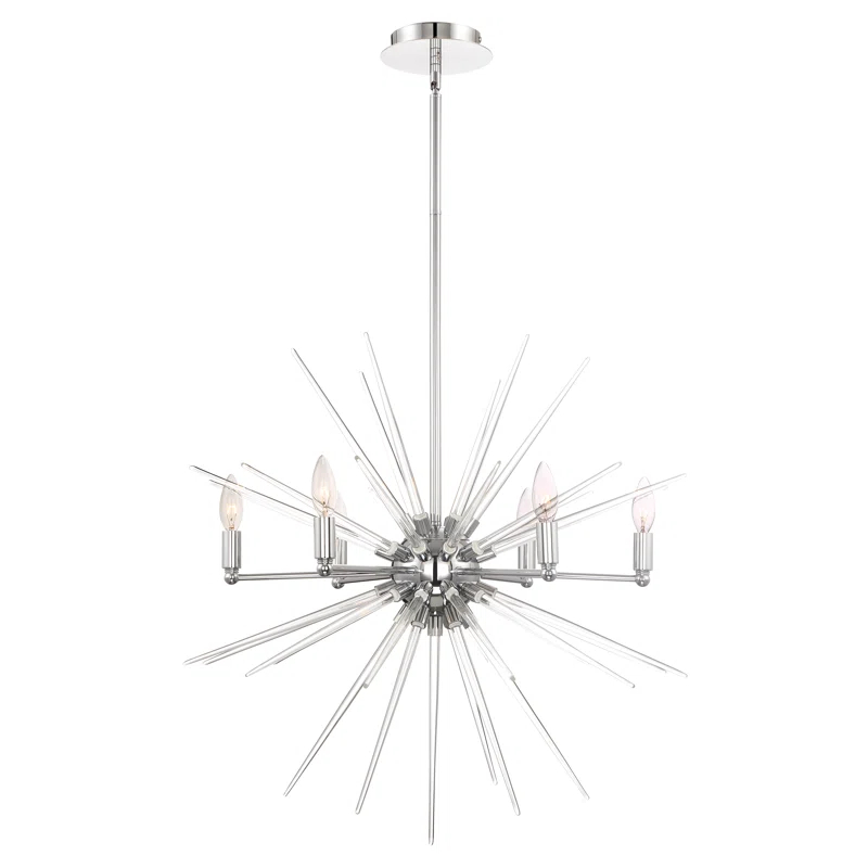 Pulsar Chrome Sputnik Chandelier with Clear Glass Spikes