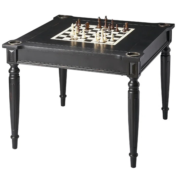 Black Square Wood Multi-Game Card Table