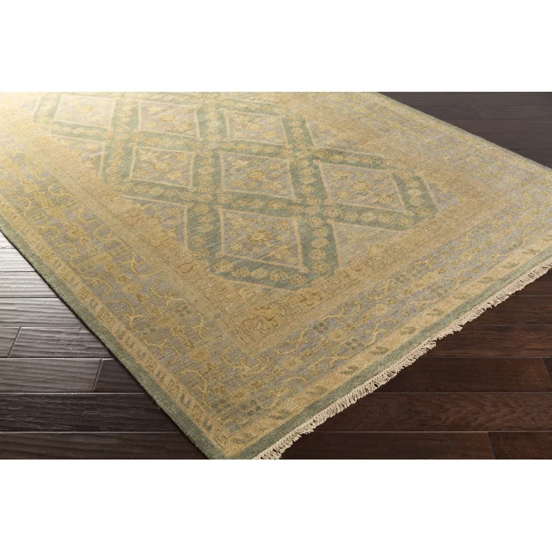 Aegean Blue 36"x24" Hand-Knotted Wool Rectangular Rug