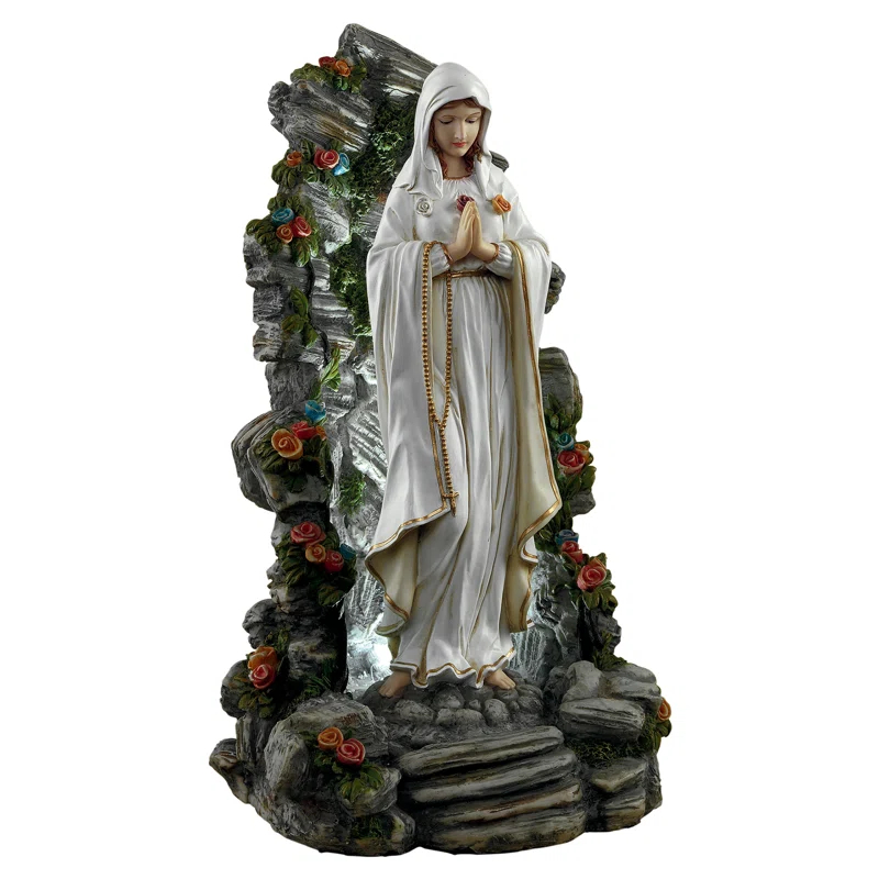 Design Toscano Blessed Virgin Mary Illuminated Garden Grotto Statue
