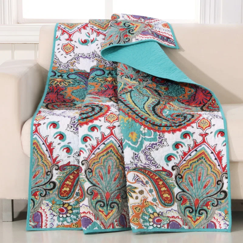 Greenland Home Fashions Nirvana Paisley 100% Cotton Quilted Throw