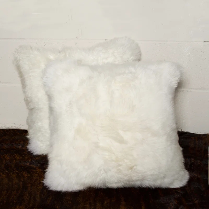 100% Wool Throw Square Pillow Cover & Insert (Set of 2)