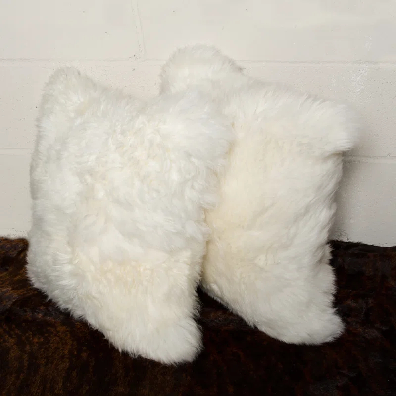 100% Wool Throw Square Pillow Cover & Insert (Set of 2)