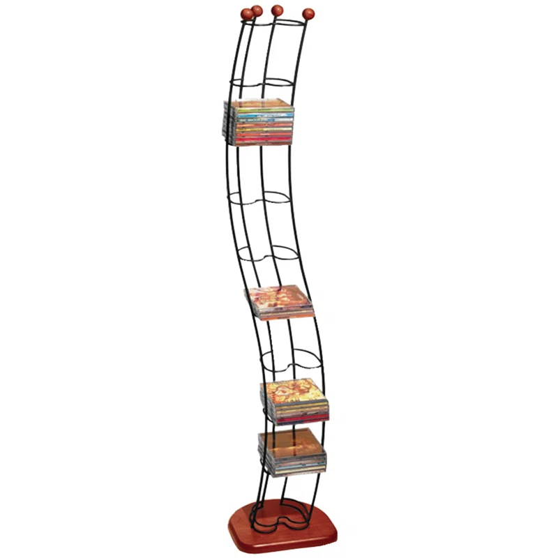 Winston Porter Solid Wood 51'' H Wire Rack Media Storage