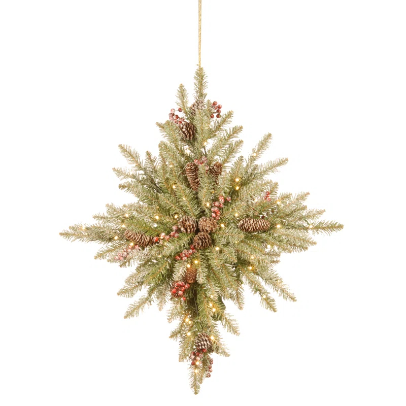 The Holiday Aisle® 32 in. Snowy Dunhill Fir Bethlehem Star with Battery Operated LED Lights