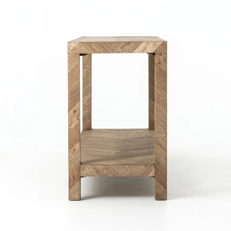 Drifted Oak and Metal Grand Parsons Console Table with Storage