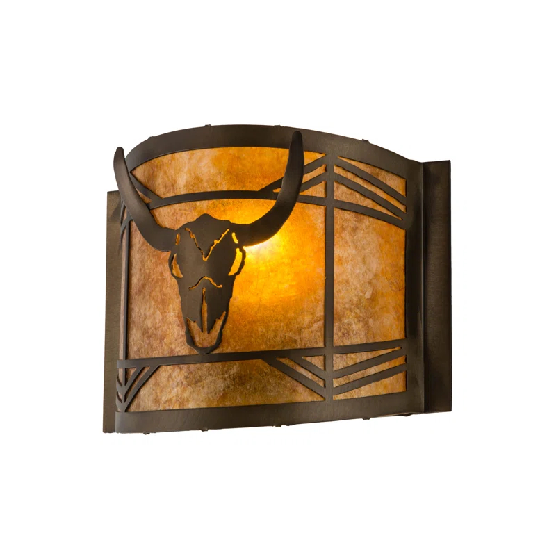 Steer Skull Copper Flush Mounted Sconce
