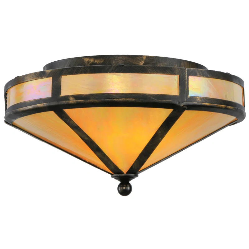 Meyda Lighting Rustic Lodge Glass Flush Mount