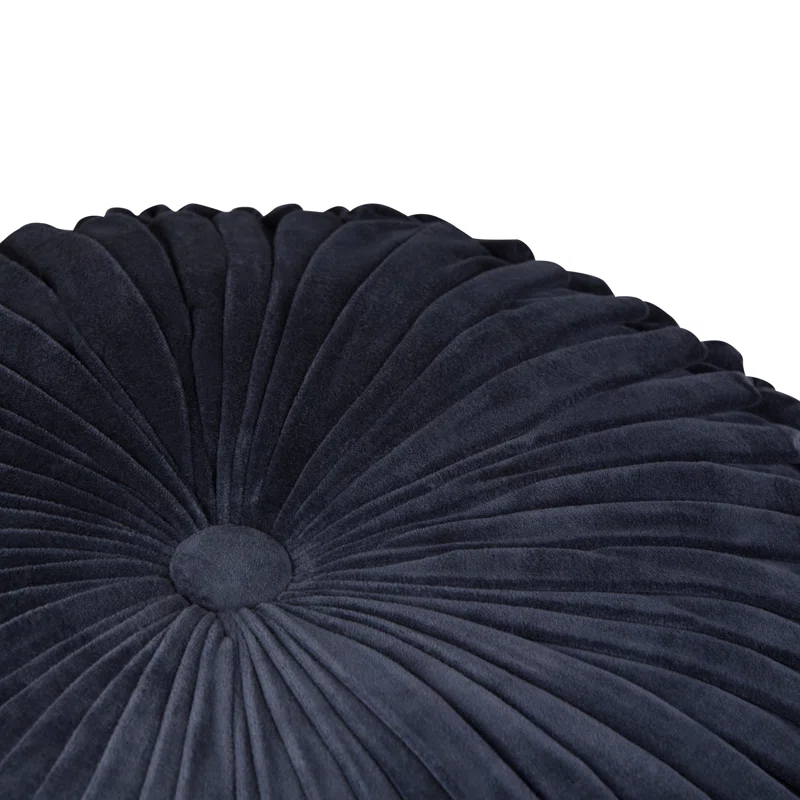Simpli Home Renee 20"W Round Button-Tufted Velvet Pouf