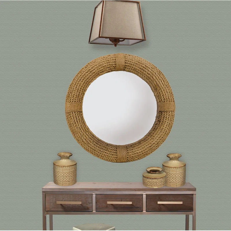 Evalyn Round Jute Mirror