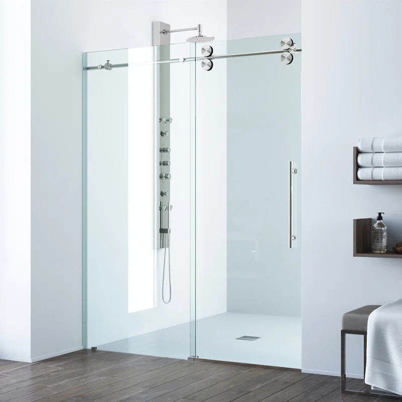 Elan 56-60" W x 74" H Sliding Frameless Shower Door with 3/8" Clear Glass