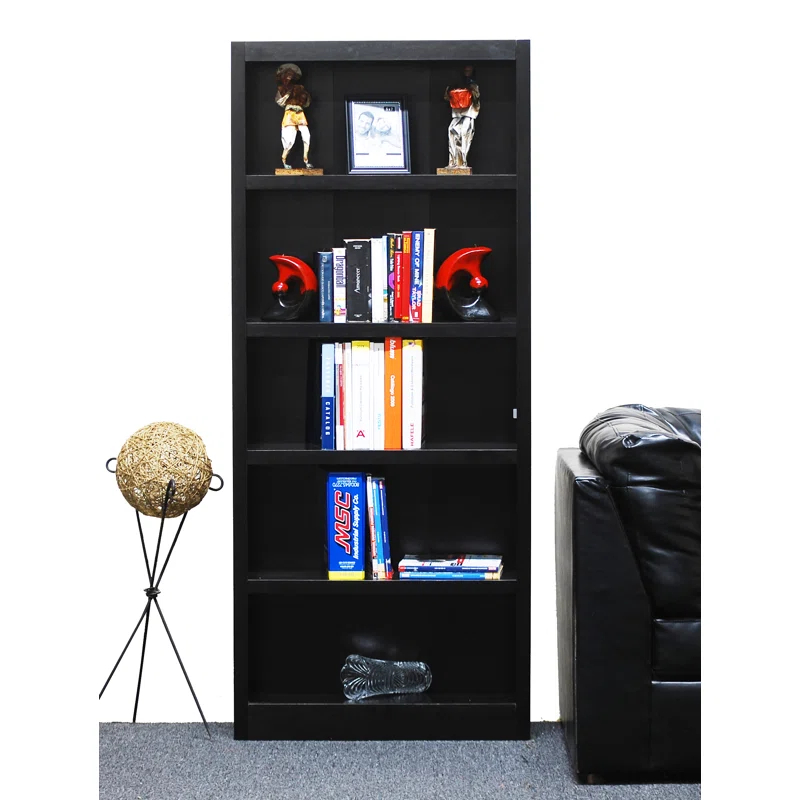 Winston Porter Herard 5 Shelf Wood Bookcase, 72 inch Tall