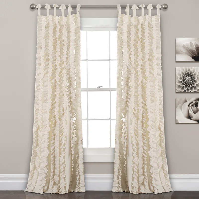Lush Decor Sophia Ruffle Polyester Semi Sheer Curtain Pair (Set of 2)