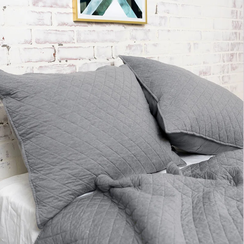 Jersey Lidio Gray Cotton Modern & Contemporary Reversible Quilt