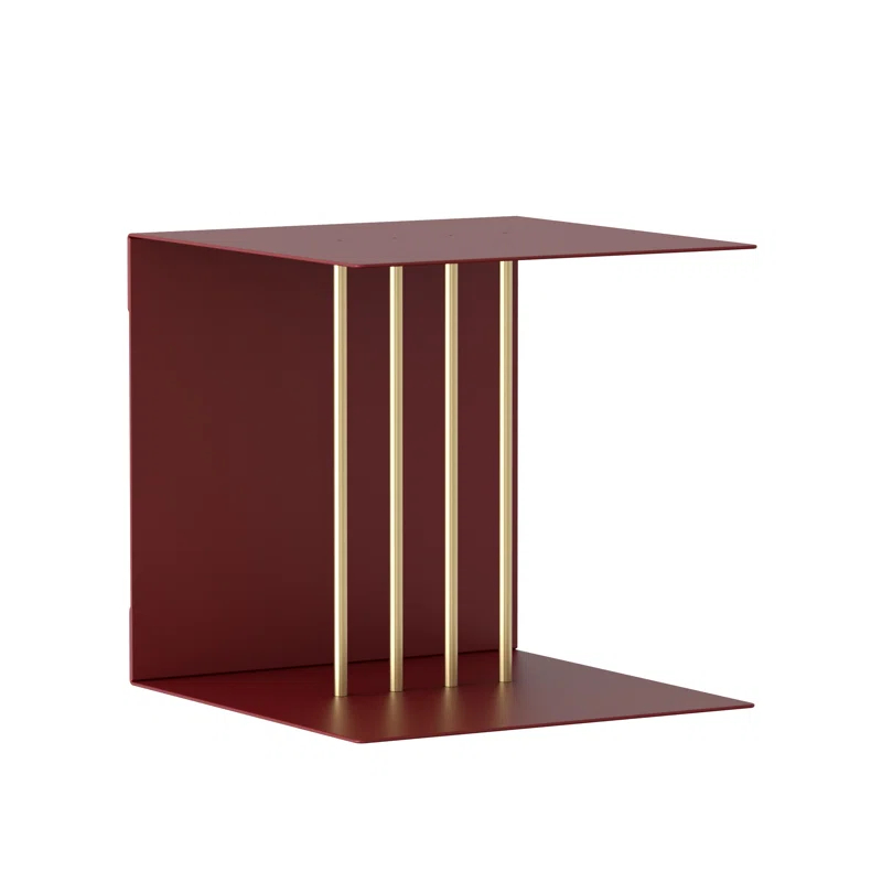 Ruby Red Slim Sculptured Metal Teaser Wall Shelf