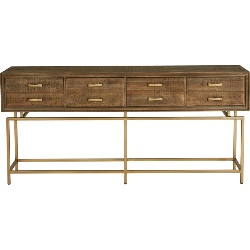 Aristocrat 71'' Brown and Gold Round Console Table with Storage