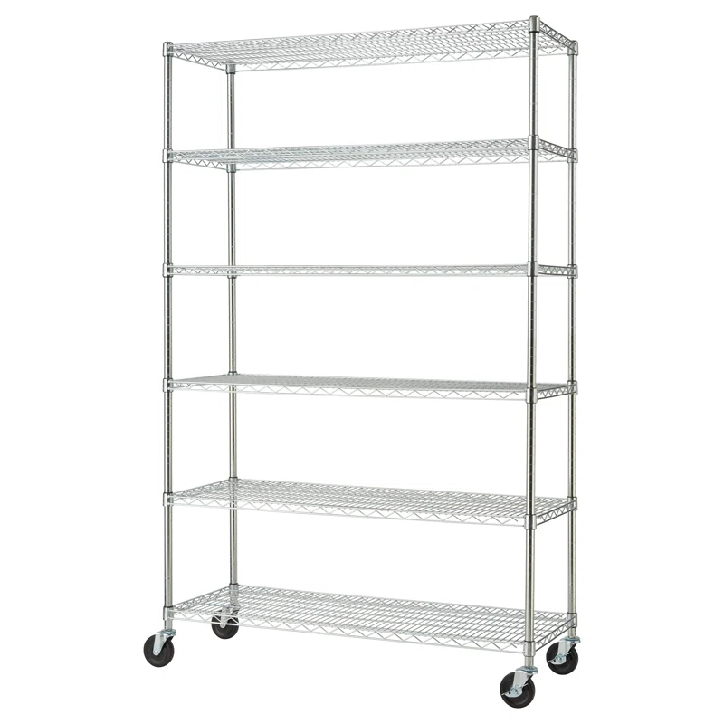 TRINITY EcoStorage 6-Tier NSF Steel Wire Shelving Unit w/ Wheels (48 in. W x 18 in. D)