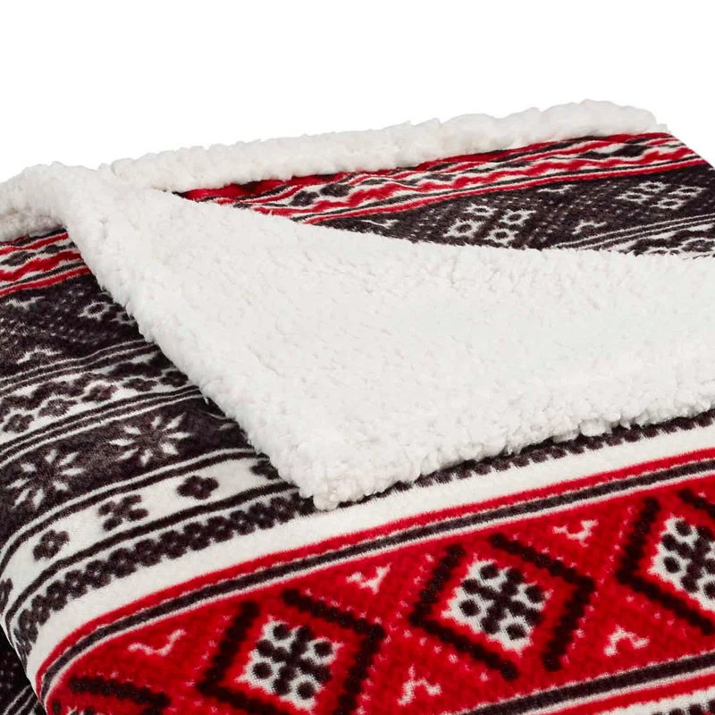 Eddie Bauer Plush Plaid Sherpa Reversible Blanket