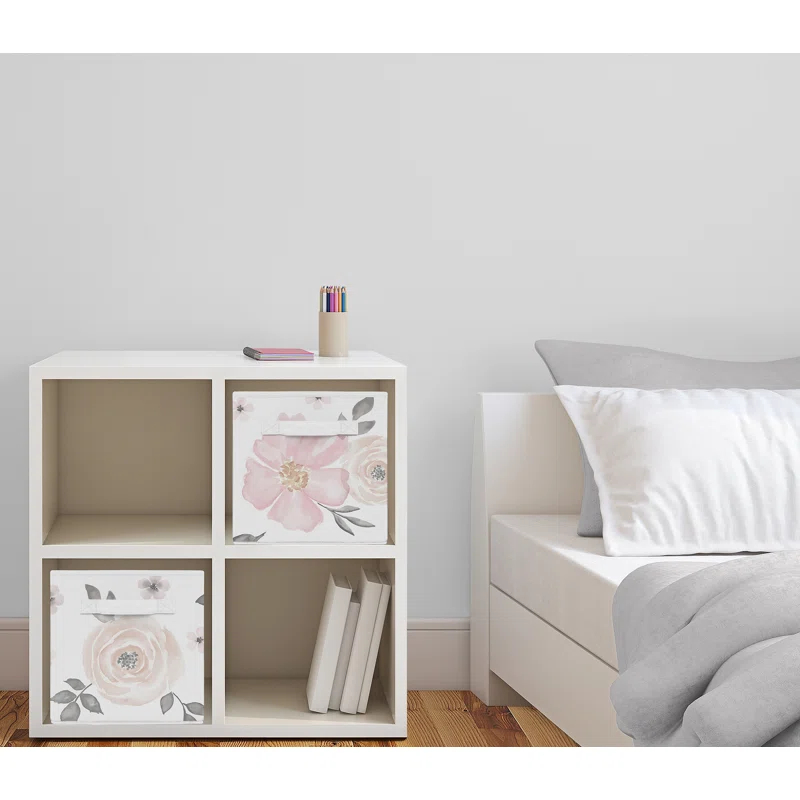Watercolor Floral Fabric Storage Bin (Set of 2)