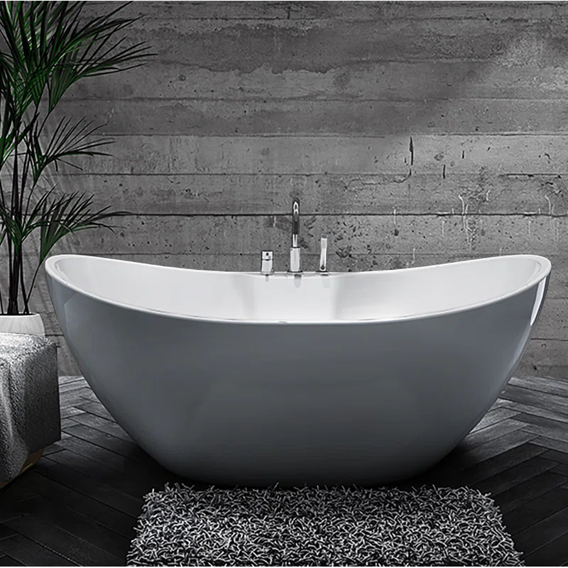 Olivios 68.875'' x 34.5'' Freestanding Soaking Acrylic Bathtub
