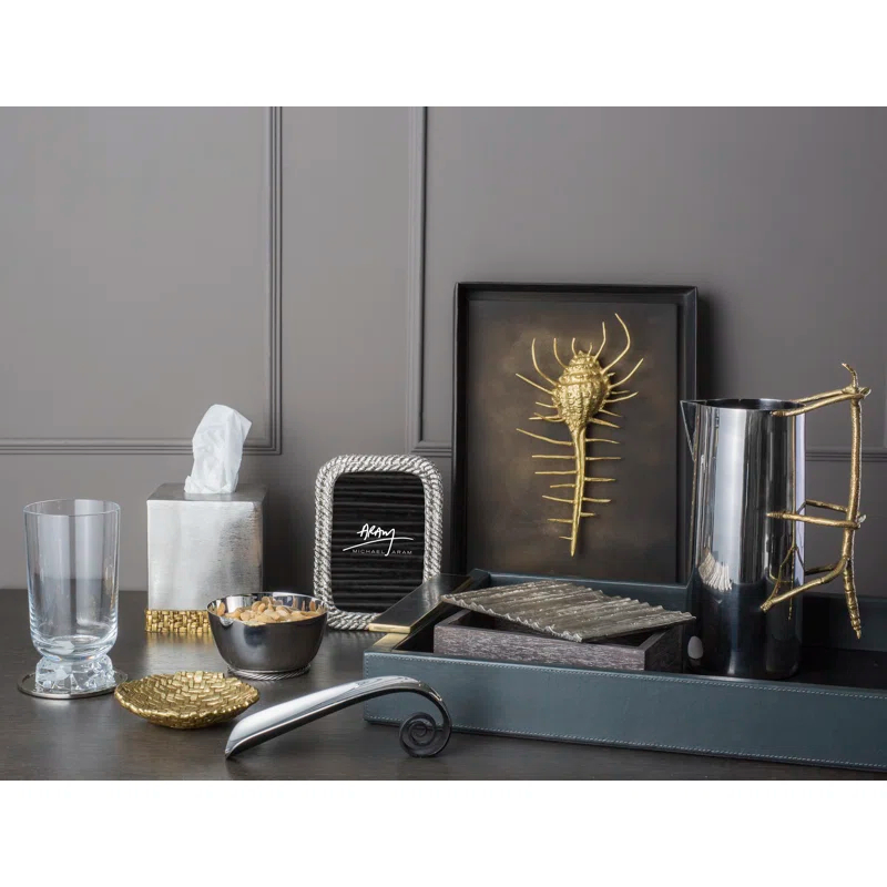 Stainless Steel and Gold Woven Tissue Box Holder