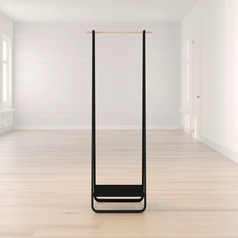 Yamazaki Home Tower Freestanding Coat Hanger Clothes Rack With Shelf, 55" - Steel