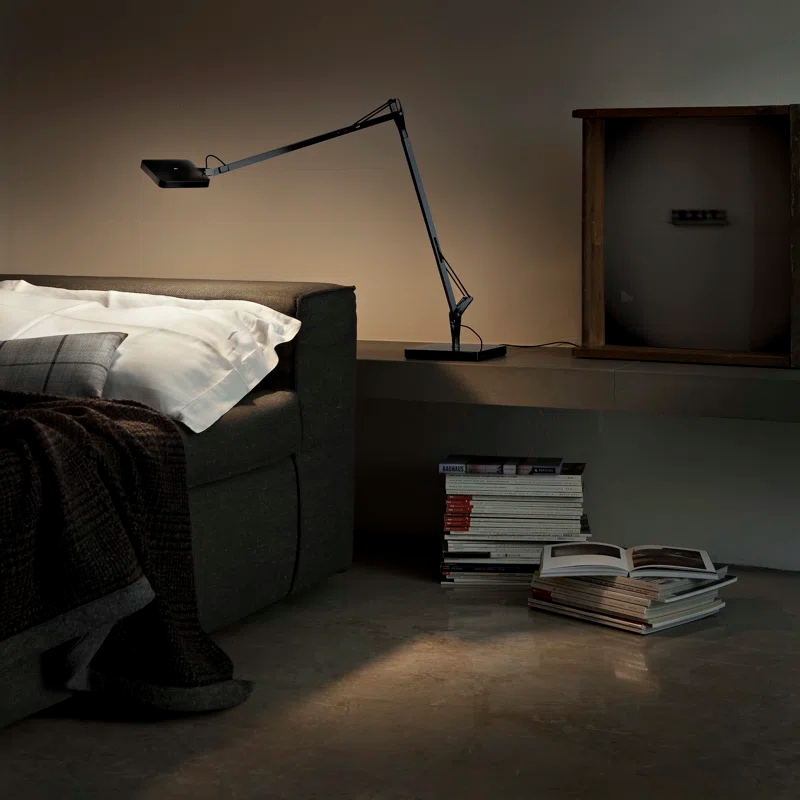 Black Adjustable LED Floor Lamp with Touch Dimmer