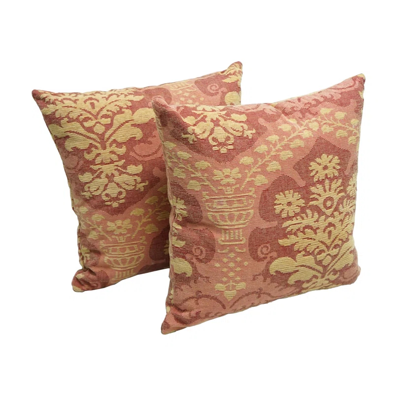 Blazing Needles Queen Maria Floral Chenille Reversible Throw Pillow (Set of 2)