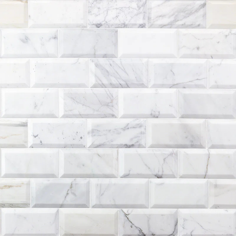 Calacatta 3" x 6" Marble Marble Look Subway Wall & Floor Tile
