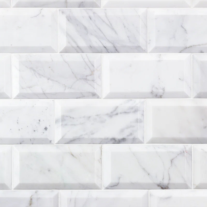 Calacatta 3" x 6" Marble Marble Look Subway Wall & Floor Tile