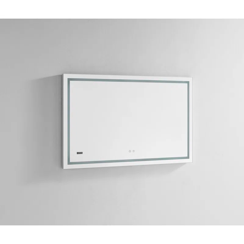 AQUADOM Daytona LED Wall-Mount Mirror for Bathroom with 3 Color Lighting, Touch Control, Dimmer and Defogger, Digital Clock