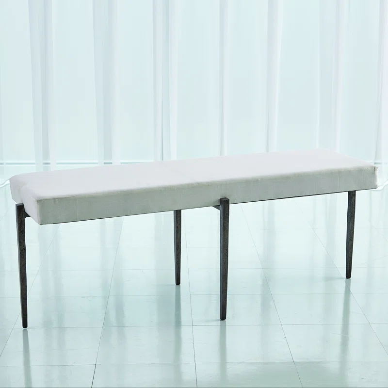 Studio A Home Laforge Bench-Natural Iron w/Muslin Cushion-Lg