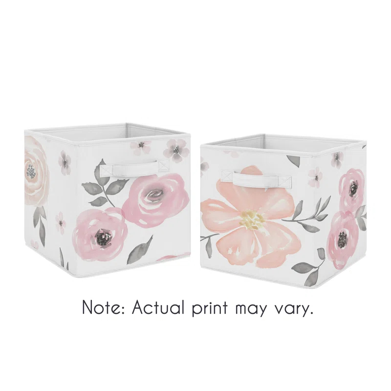 Watercolor Floral Fabric Storage Bin (Set of 2)