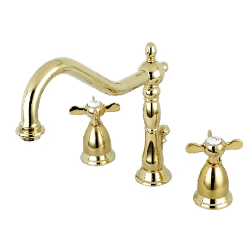 Kingston Brass Essex Two-Handle 3-Hole Deck Mount Widespread Bathroom Faucet with Brass Pop-Up Drain
