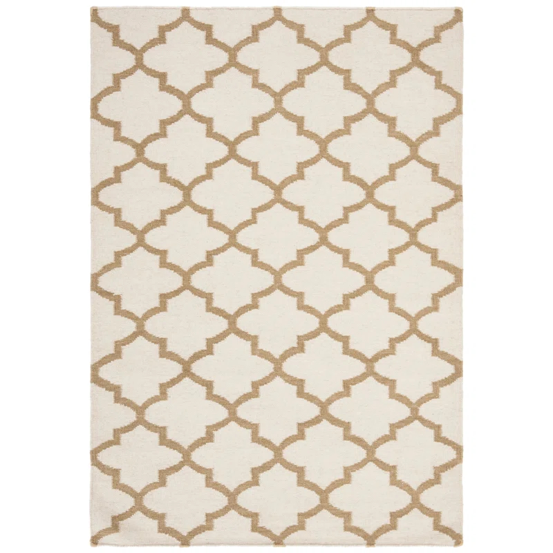 Winston Porter Milltown Hand Woven Flat Weave Wool Geometric Rug