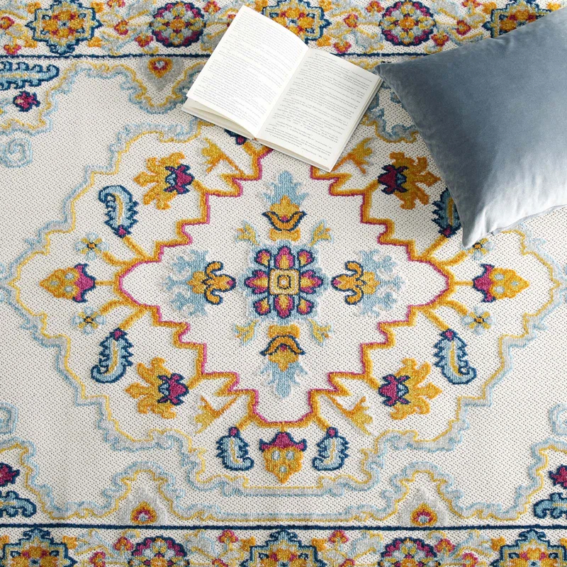 Modway Modway Reflect Ansel Distressed Vintage Floral Persian Medallion 5x8 Indoor and Outdoor Area Rug in Multicolored