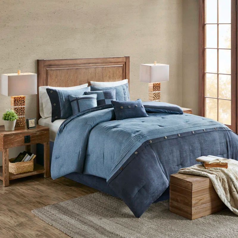 Madison Park Boone 7 Piece Faux Suede Comforter Set & Reviews | Wayfair