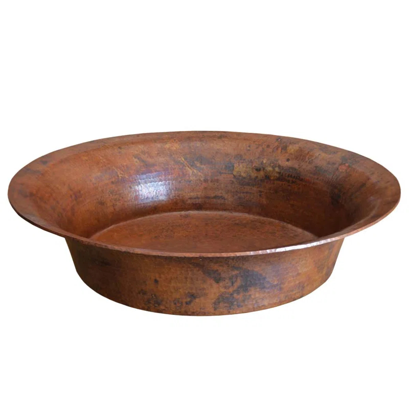 Round Hammered Copper Vessel Bathroom Sink