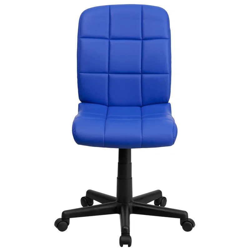 Mid-Back Blue Quilted Vinyl Armless Task Chair