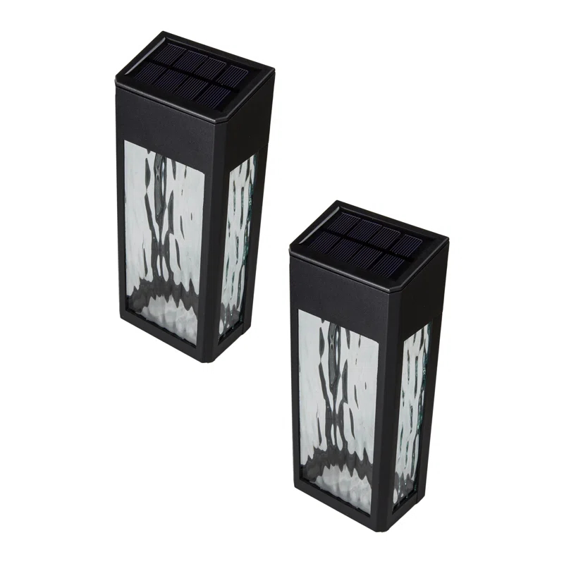 Classy Caps Black Powder Coated Aluminum Solar Powered Integrated LED Metal Deck Light (Set of 2)