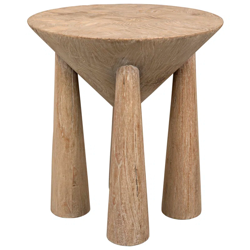 Kongo Solid Wood Top Three Leg End Table