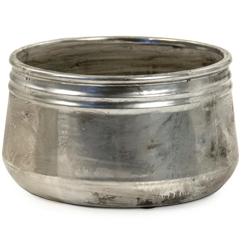 Zentique  Distressed Metallic Can-Shaped Vase - Large