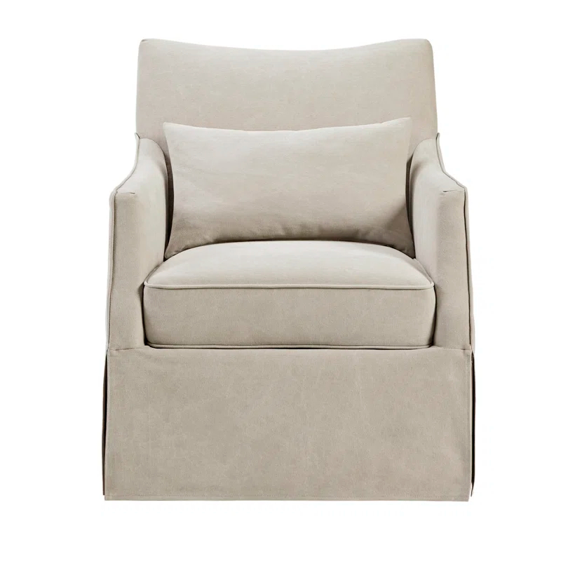 Martha Stewart London Farmhouse Skirted Swivel Chair with Lumbar Pillow