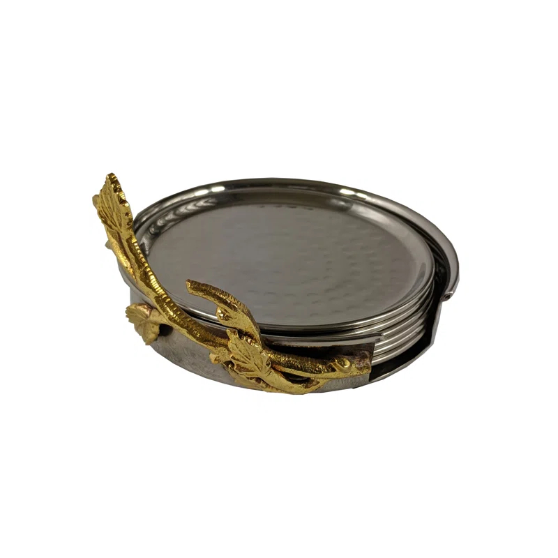 Stainless Steel Round 7 Piece Coaster Set (Set of 7)