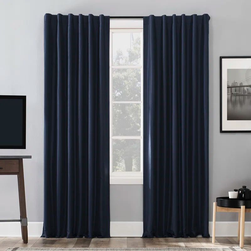 Faux Dupioni Silk Thermal Extreme 100% Blackout Back Tab Curtain Panel