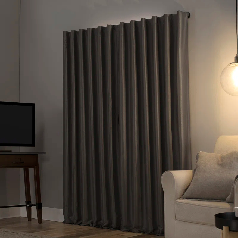 Faux Dupioni Silk Thermal Extreme 100% Blackout Back Tab Curtain Panel