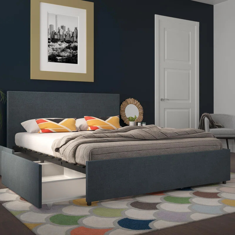 Novogratz Kelly Upholstered Unfinished Platform Storage Bed