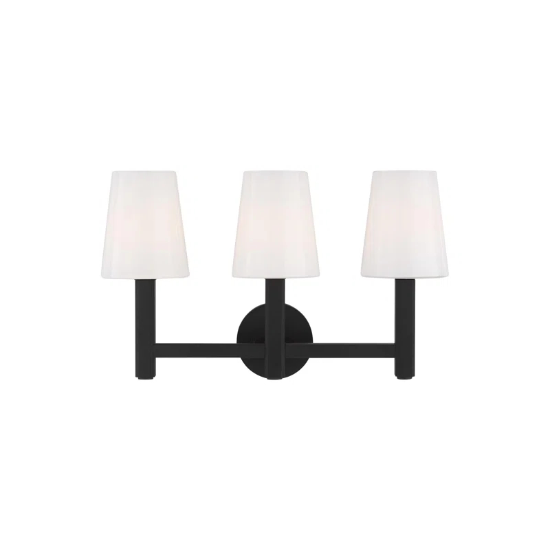 Logan Aged Iron 3-Light Vanity with Milk White Glass Shades
